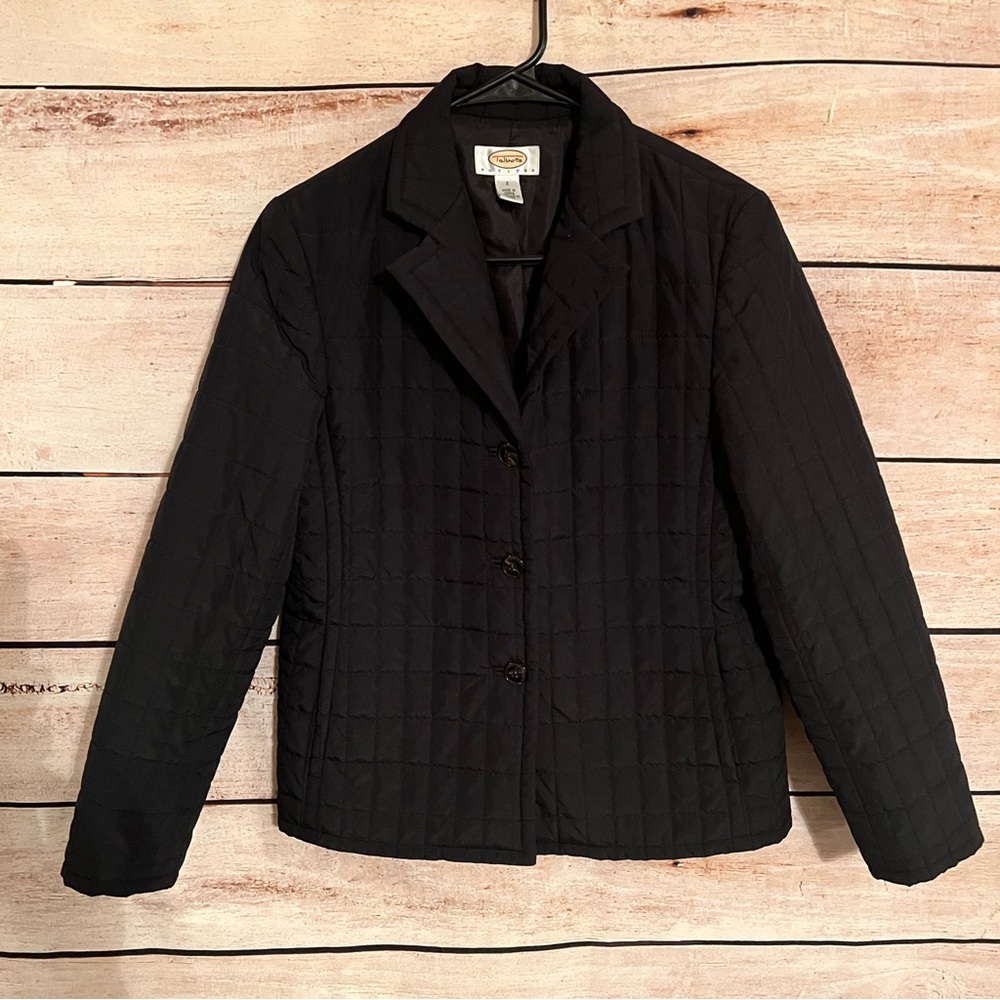 Talbots Petites Quilted Jacket Women Size 2 Black